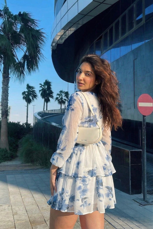 Blue Blossom Wrap Mini Dress