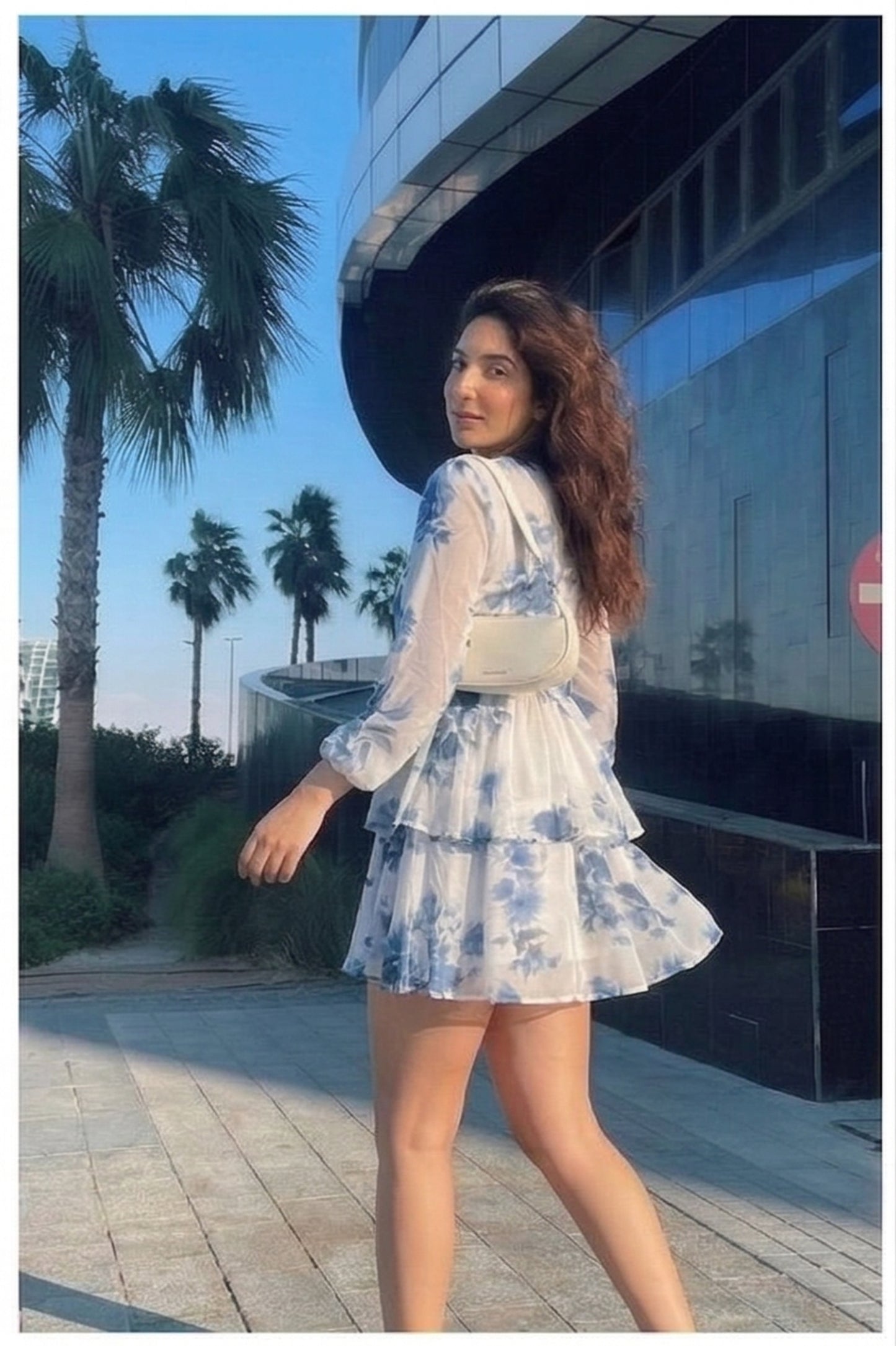 Blue Blossom Wrap Mini Dress