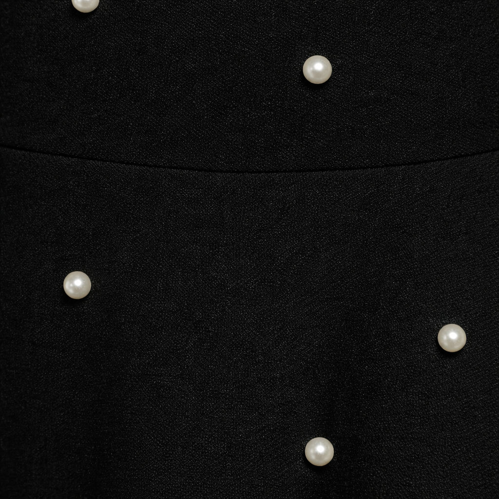 Midnight Pearl Flutter-Sleeve Polyester Skater Dress