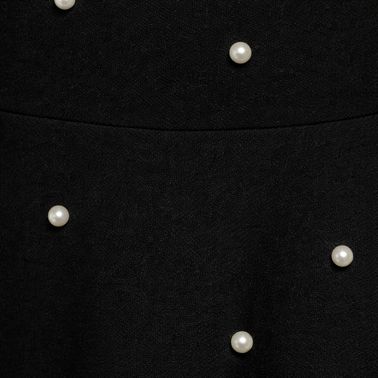 Midnight Pearl Flutter-Sleeve Polyester Skater Dress