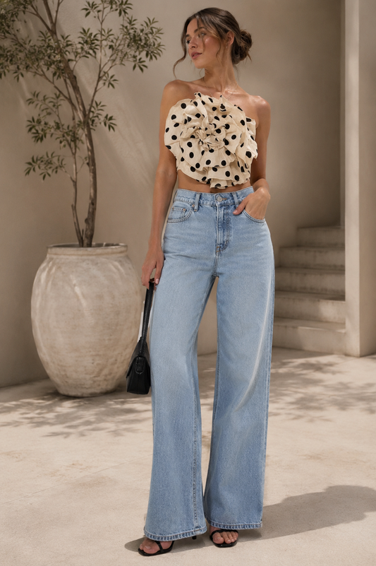 Polka-dot Bandeau top