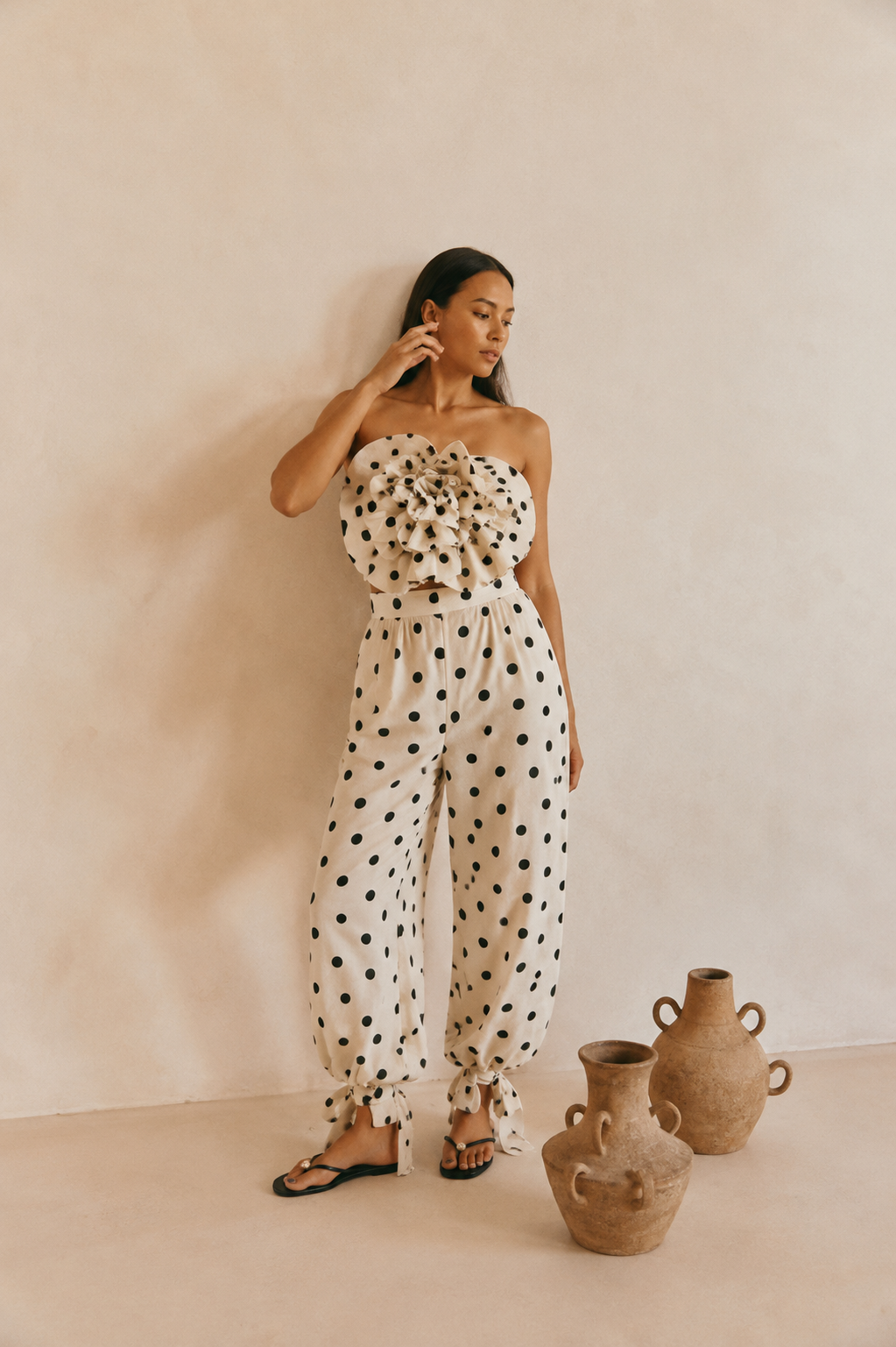 Polka-dot Bandeau top with Pant