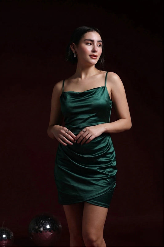 Emerald Satin Slip Dress
