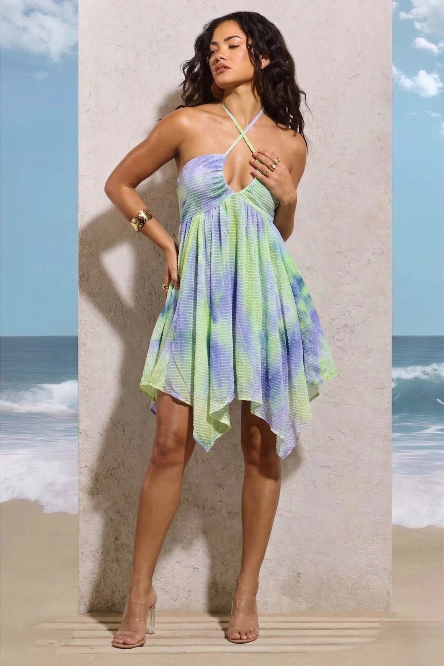 Mint Breeze Halter Neck A-Line Dress