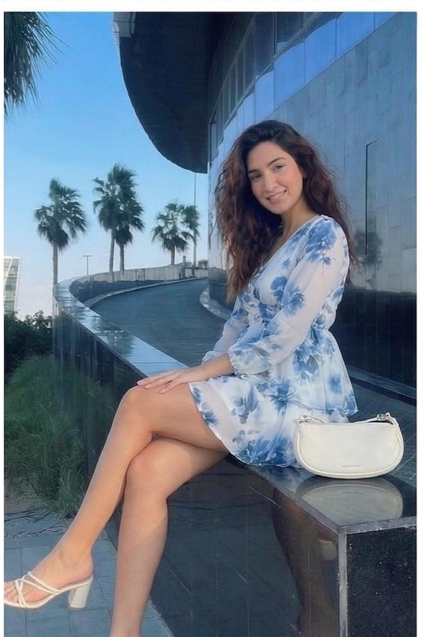 Blue Blossom Wrap Mini Dress