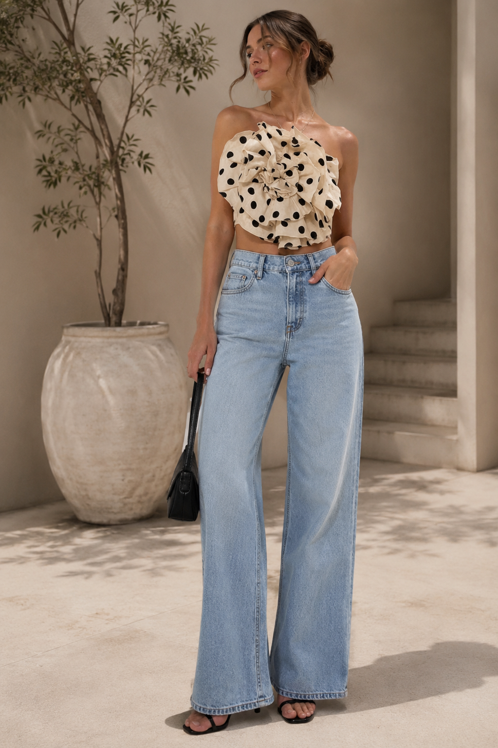 Polka-dot Bandeau top