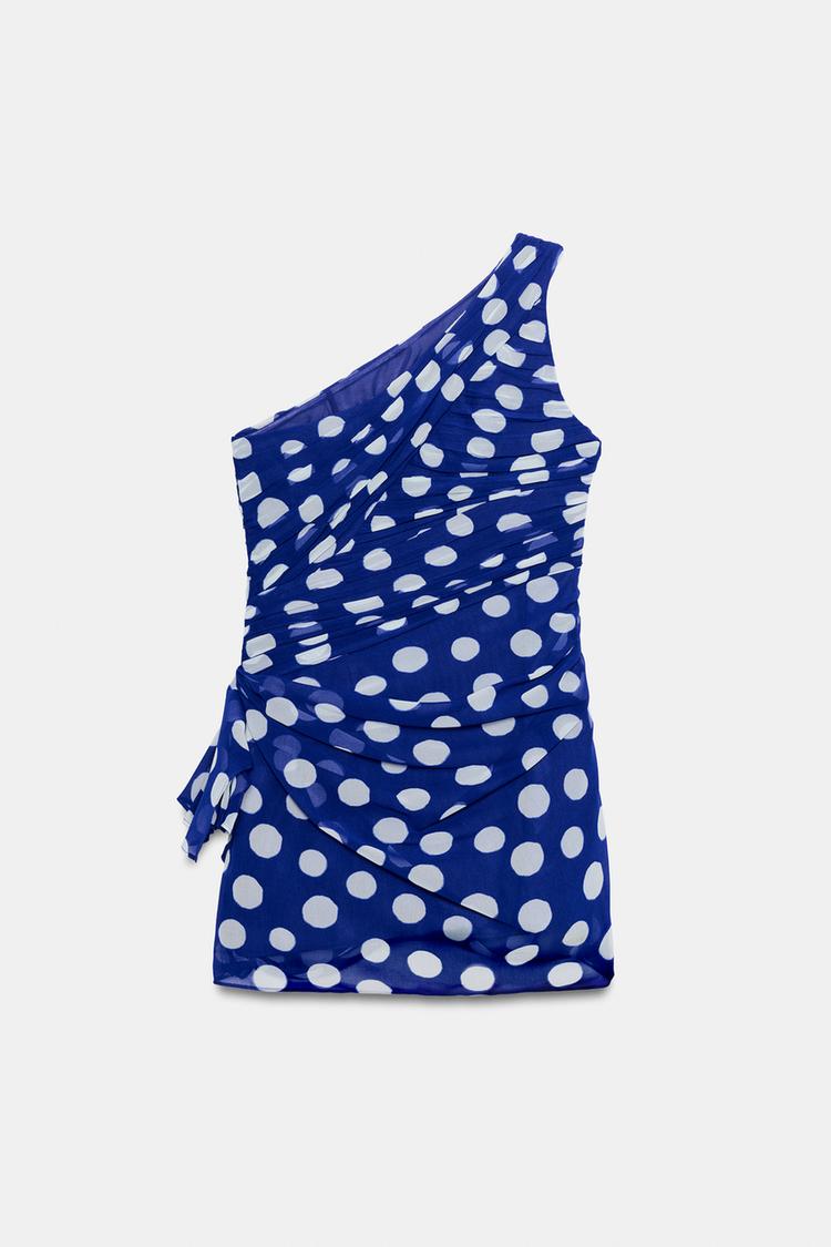 DRAPED MINI DRESS WITH DOTS