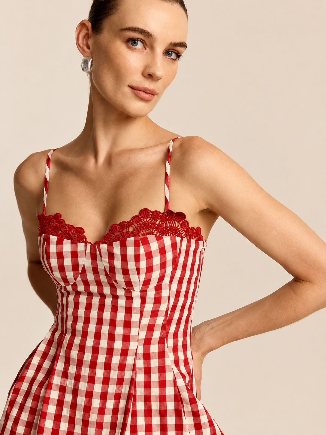 GINGHAM WIDE LEG PEPLUM CO-ORD
