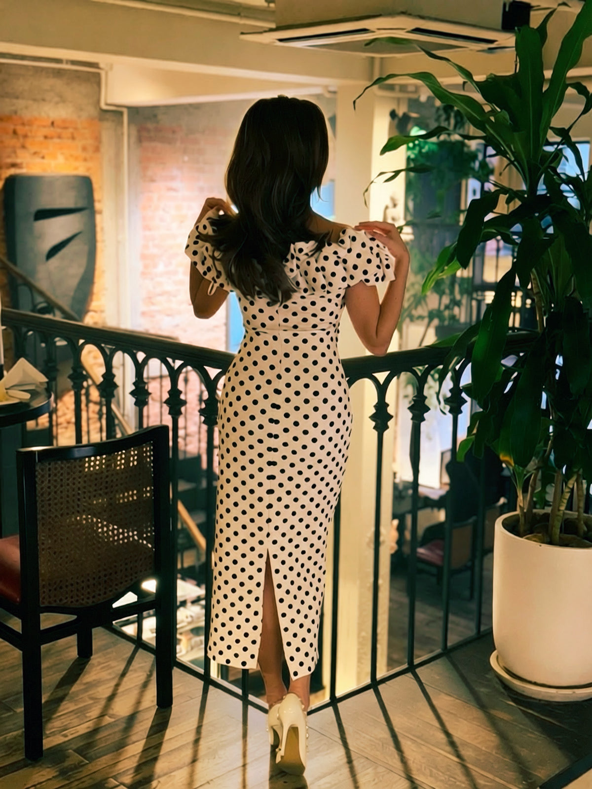 Polka Dot Ruffle Midi Dress