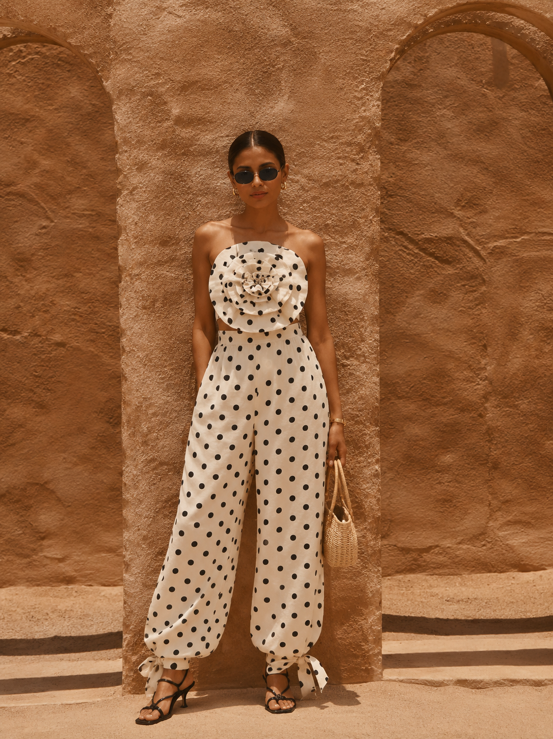 Polka-dot Bandeau top with Pant