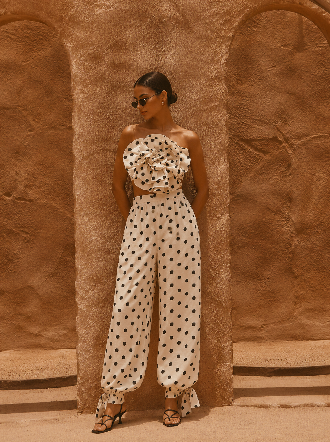 Polka-dot Bandeau top with Pant