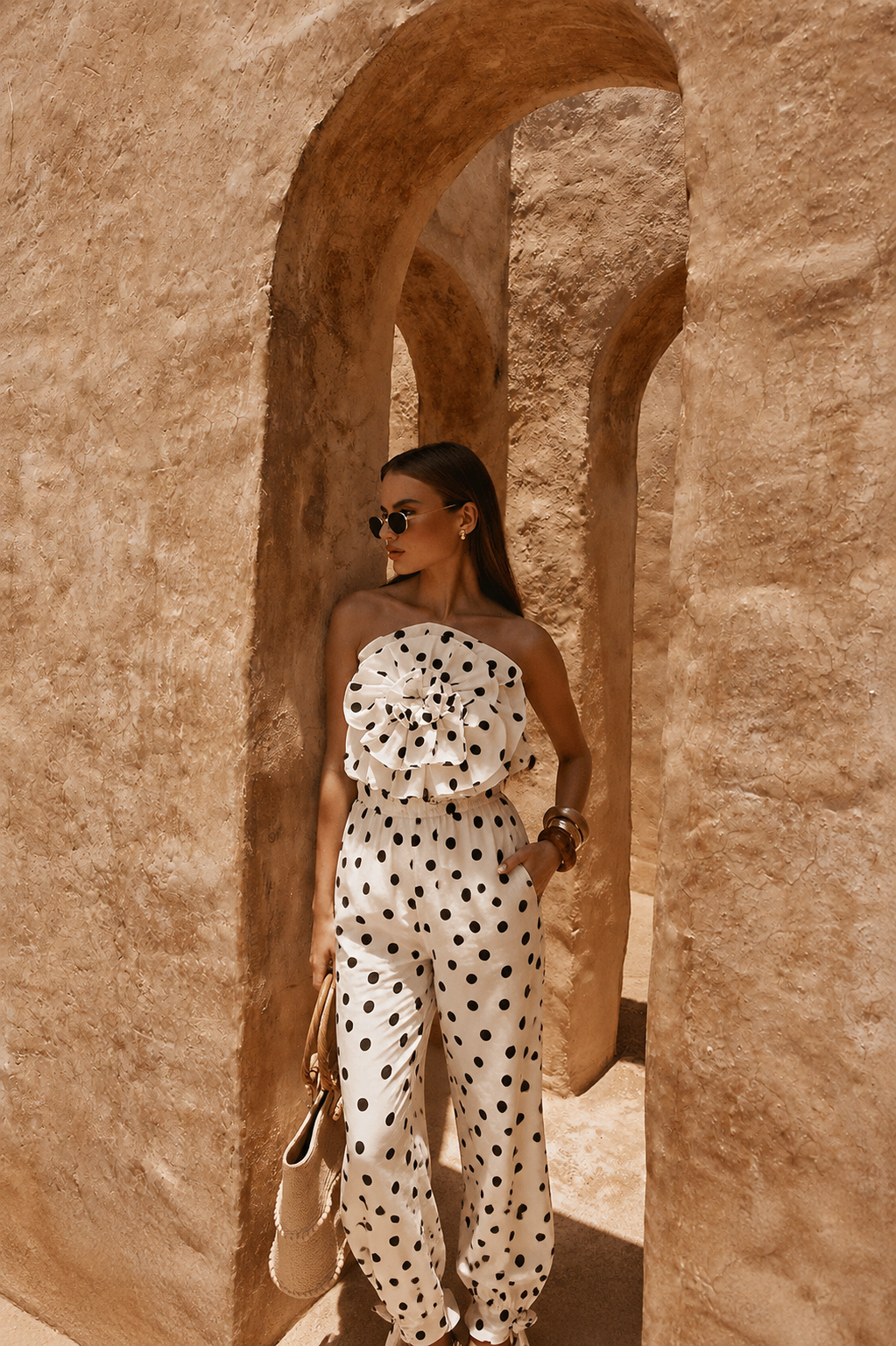 Polka-dot Bandeau top with Pant
