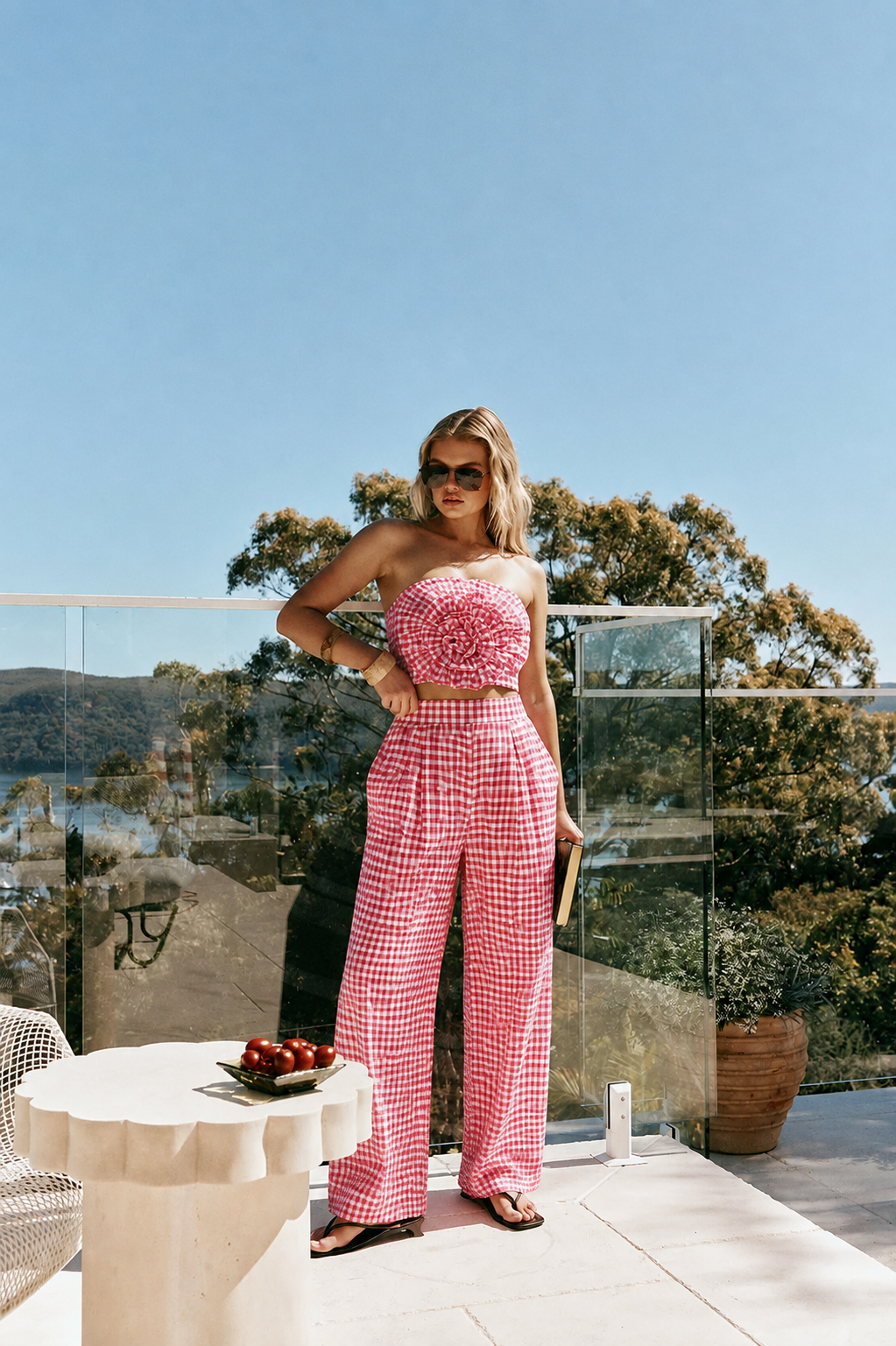 Rose Bandeau top with Pant