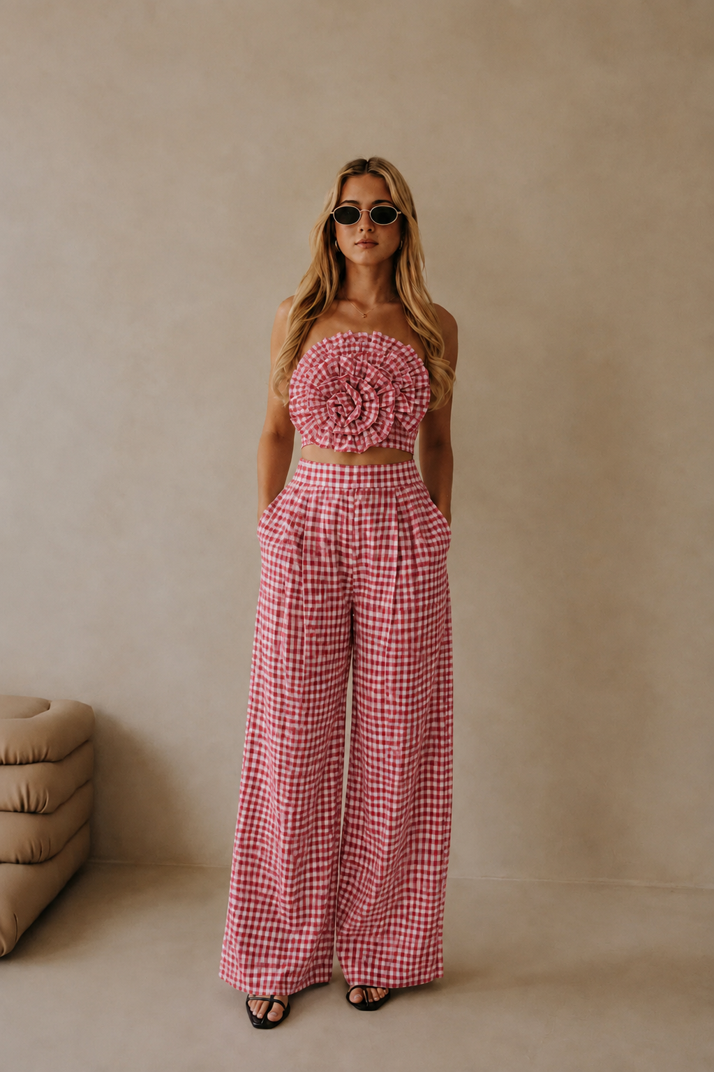 Rose Bandeau top with Pant