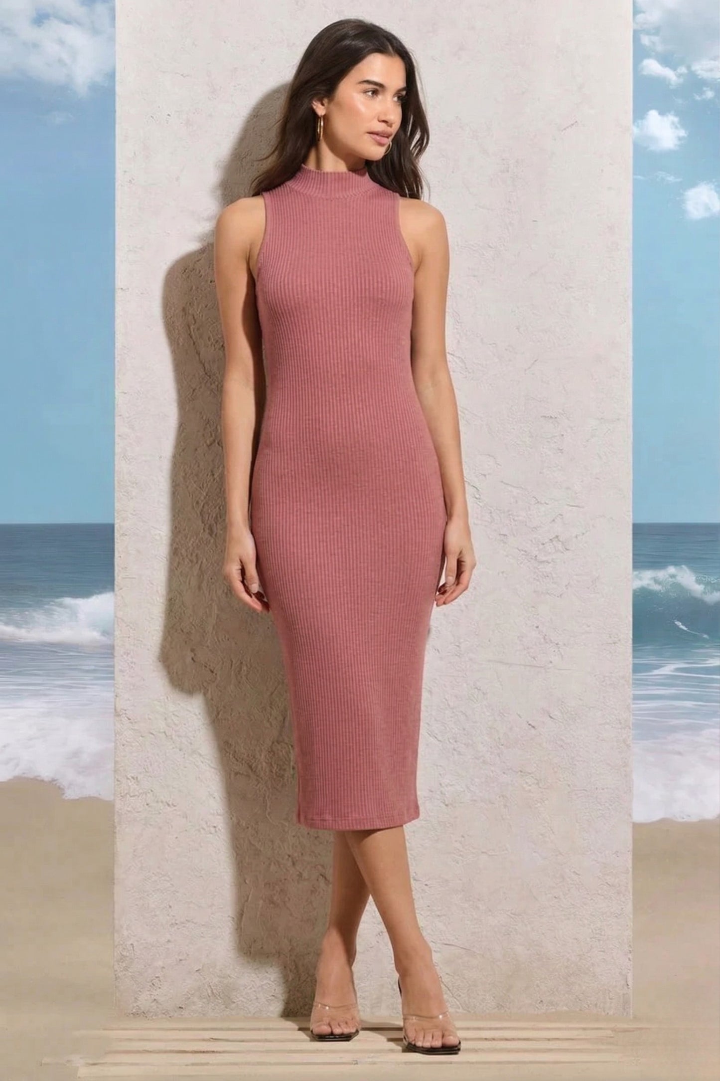 Ribbed Bodycon Midi Dress